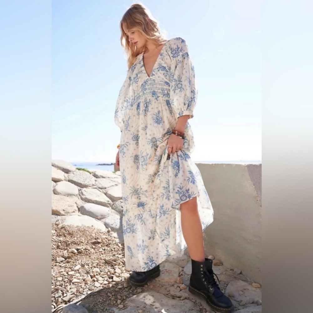#115- FP Golden Hour Maxi Dress in Tea Combo (Nwot)